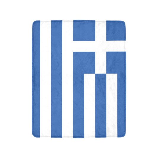 Blue and white towel featuring geometric pattern, Luv My Flag.