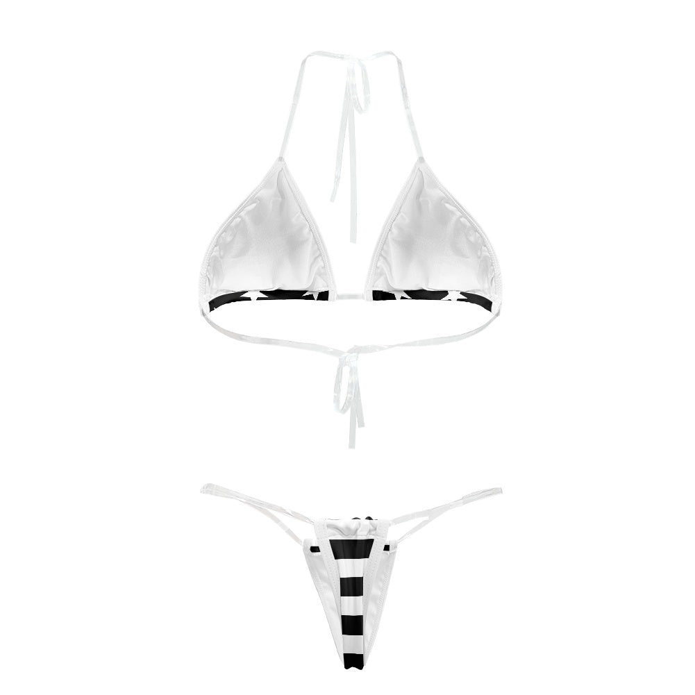 Thin Green Line Flag Inspired Transparent String Thong Bikini