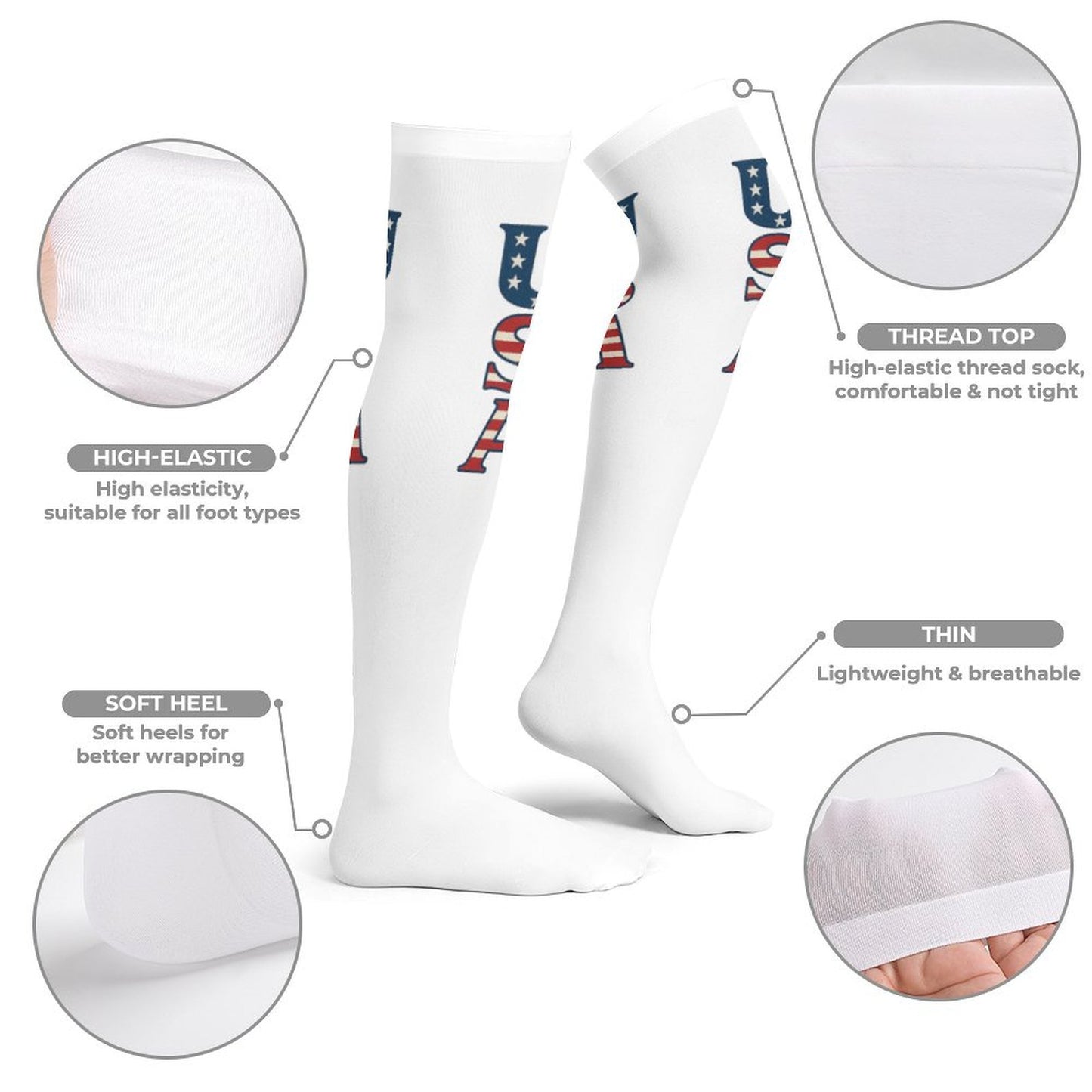USA/American Flag "USA" Trendy Stockings(Long)