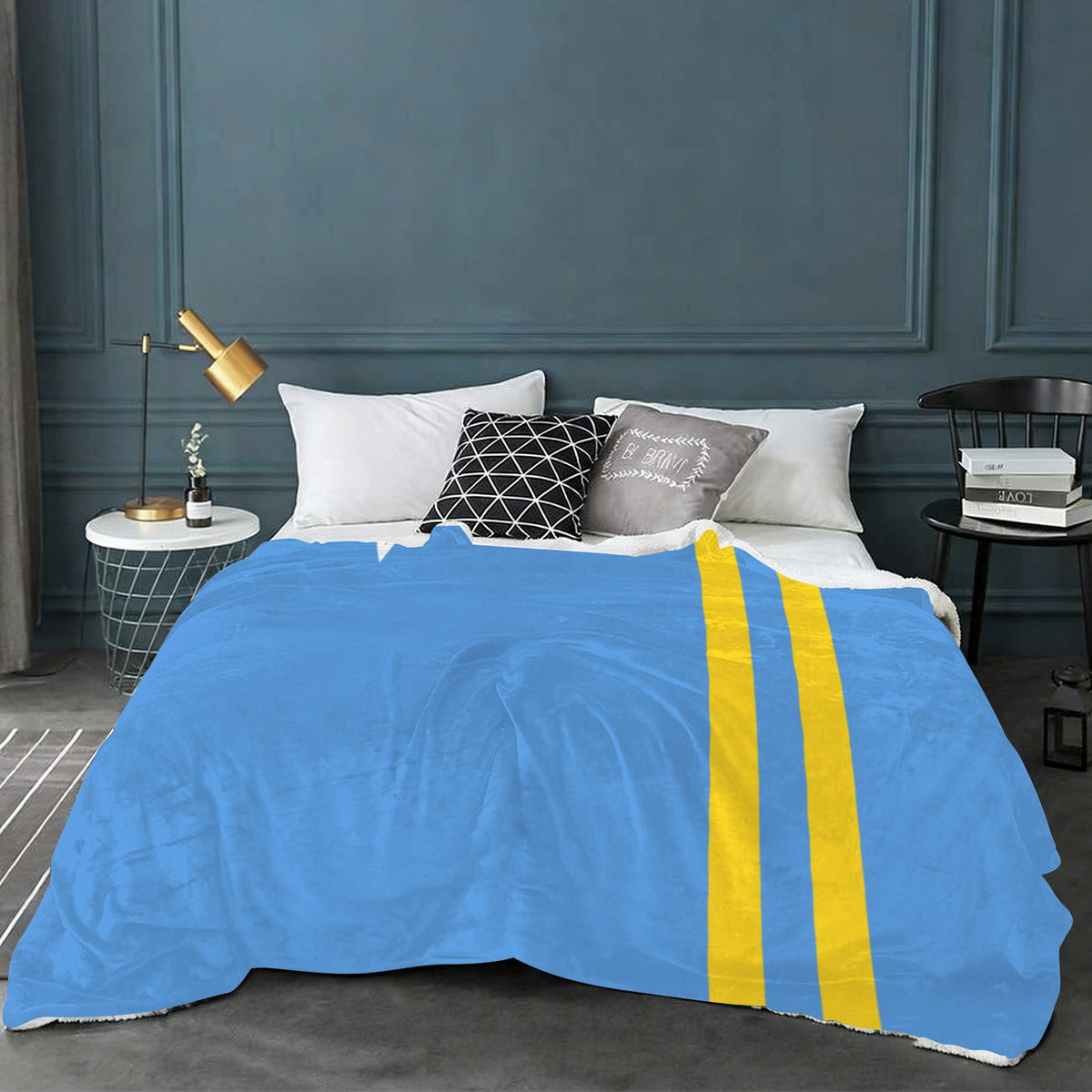 Aruba Flag Inspired Sherpa Fleece Blanket 90" x 108" | Prtinted in the USA