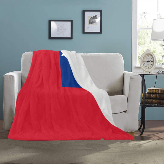 Cozy throw blanket with Chile flag design by Luv My Flag.