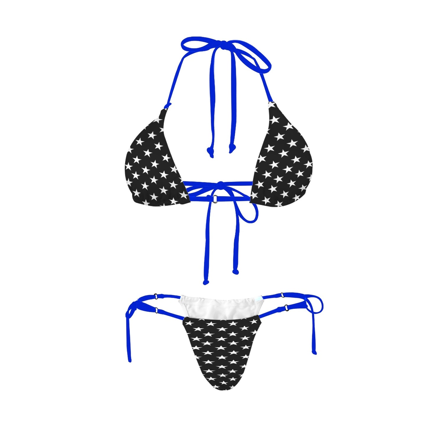 Black star bikini with blue ties, Luv My Flag.