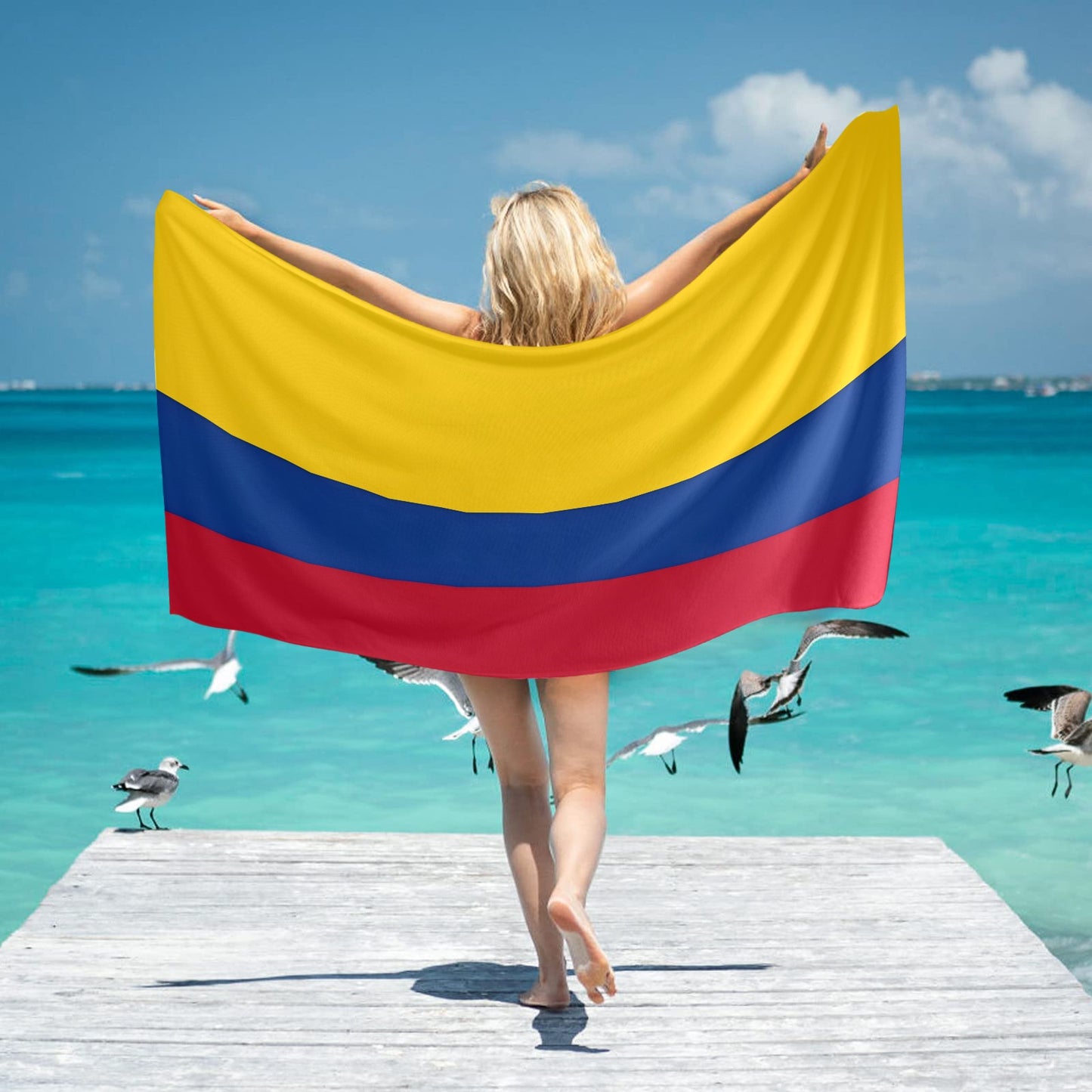 Colombia Flag Inspired Beach Towel 31"x71" (Made in USA)