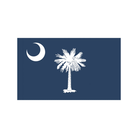Blue flag with white crescent, palmetto; Luv My Flag.