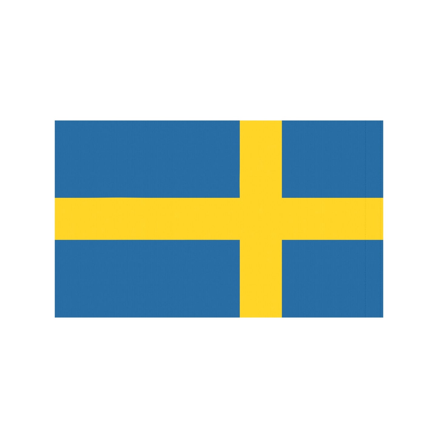 Swedish flag by Luv My Flag, blue background, yellow cross.