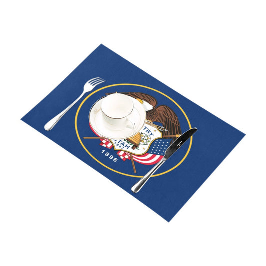 Placemats featuring Utah flag with cutlery by Luv My Flag.