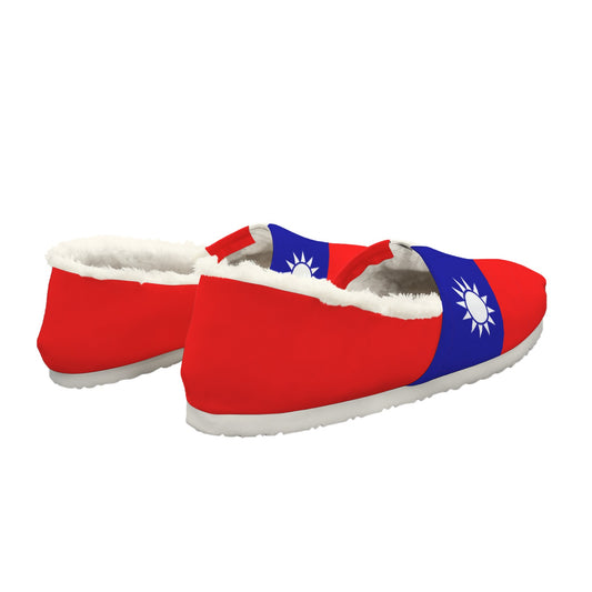 Taiwan Flag Inspired Women's Fleece-Lined Canvas Slip-On