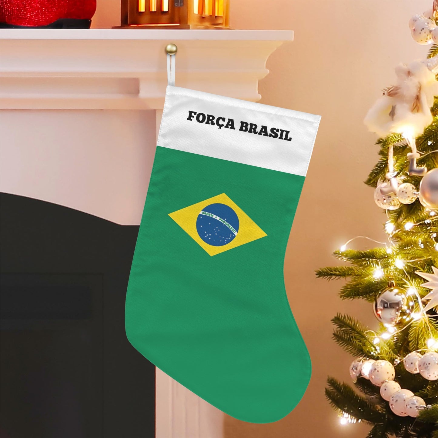 Brazil Flag Christmas Stocking(Made in USA)