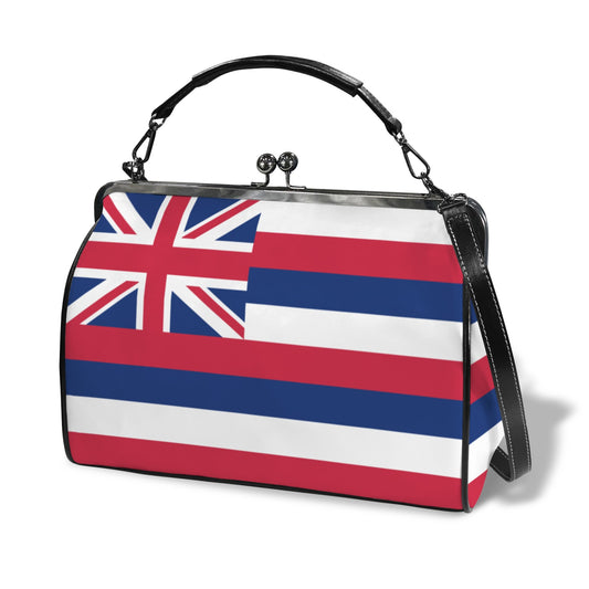 Hawaii Flag Inspired Kisslock Crossbody Shoulder Bag-Large