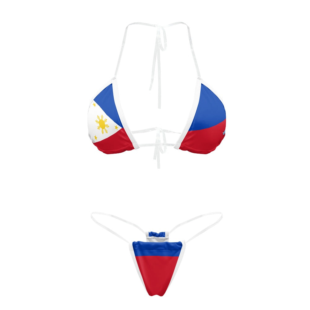 Philippines Flag Inspired Transparent String Thong Bikini