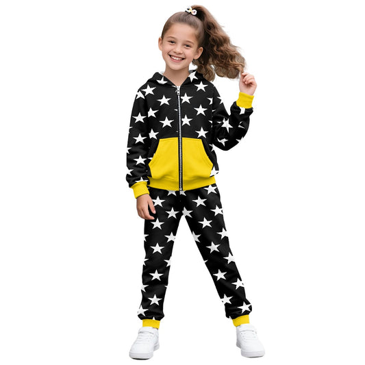 Thin Gold Line Flag Inspired Unisex Kid's Zippered Sportswear Suit