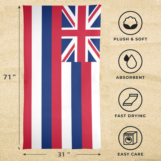 Hawaii Flag Beach Towel 31"x71" (Made in USA)