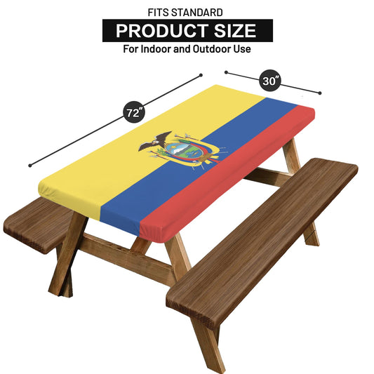 Ecuador Flag Picnic Table Cover (72" x 30") (Made in the USA)