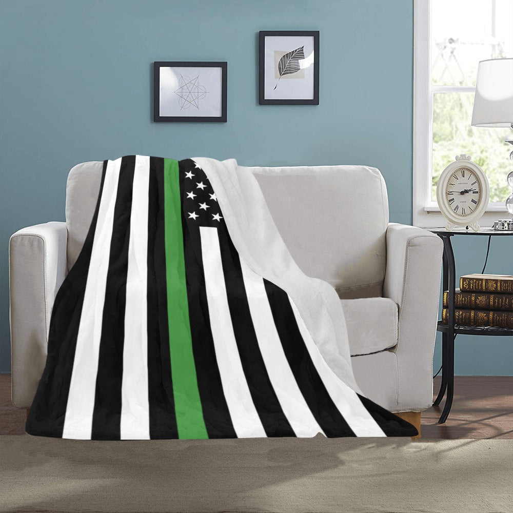 Cozy living room with Luv My Flag blanket display.