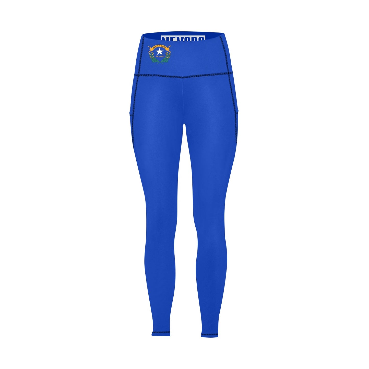 Nevada Flag Inspired Women’s High Waist Leggings with Pockets