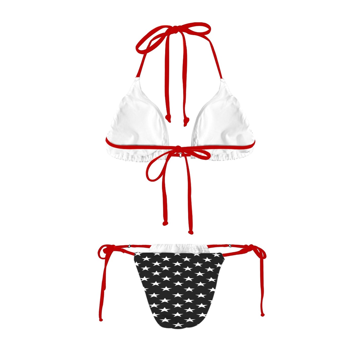 Luv My Flag bikini with red ties and stars.