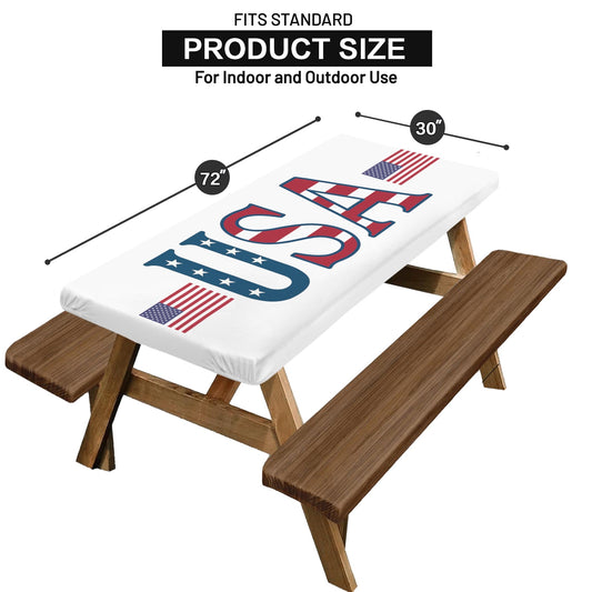 USA/American Flag Inspired Design Picnic Table Cover (72" x 30") (Made in the USA)