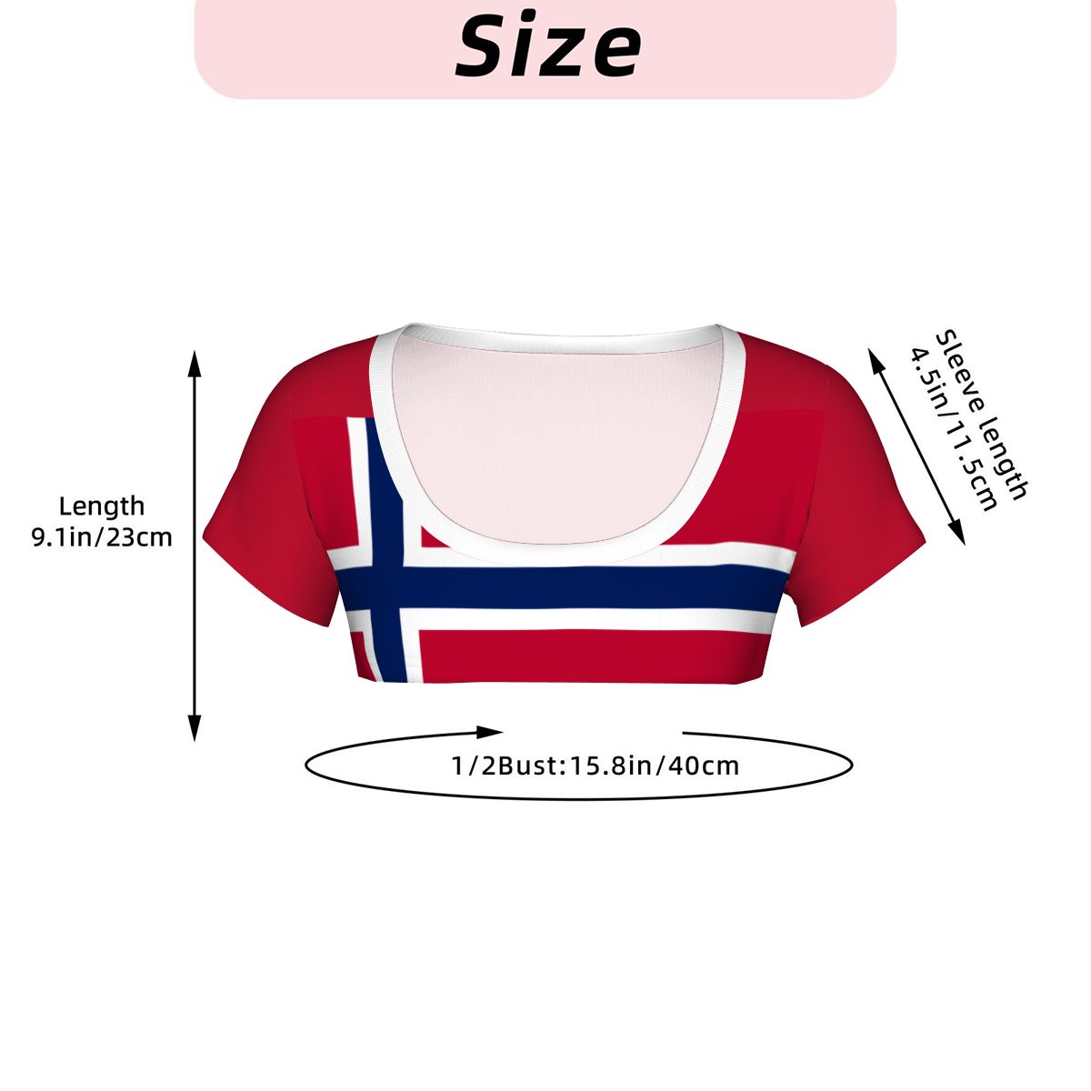 Norway Flag Inspired Women's 1/2 Cut Short Sleeve T-Shirt