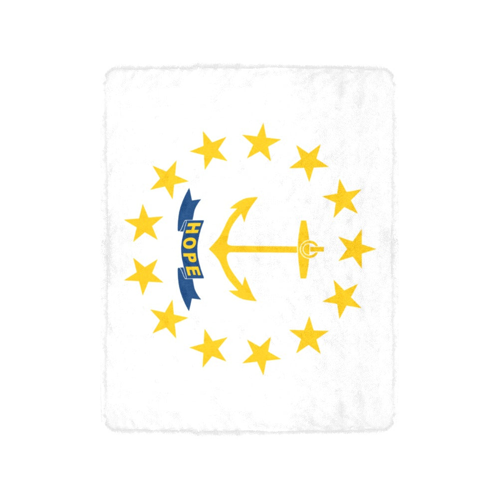 "Luv My Flag blanket featuring Rhode Island state flag design."