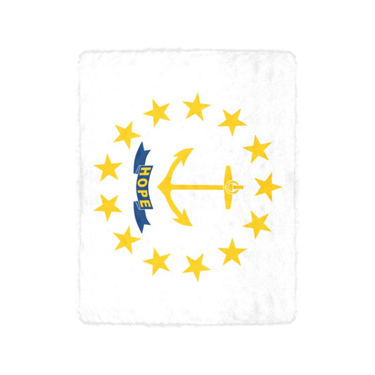 "Luv My Flag blanket featuring Rhode Island state flag design."