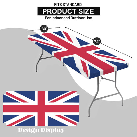UK/Great Britain Flag Inspired Custom Elastic Fitted Tablecloth 72x30 inch (Made in the USA)