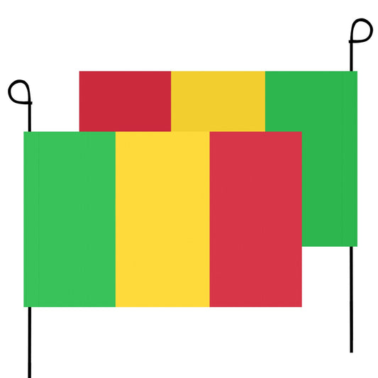 Mali flag garden decoration with stakes.