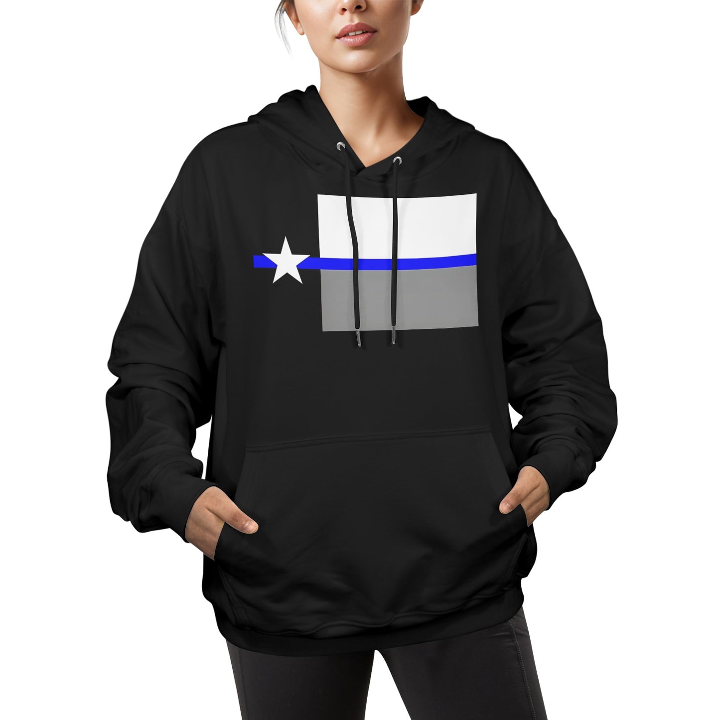 Thin Blue Line Texas Flag Subdued Women's Hoodie (Made in the USA)