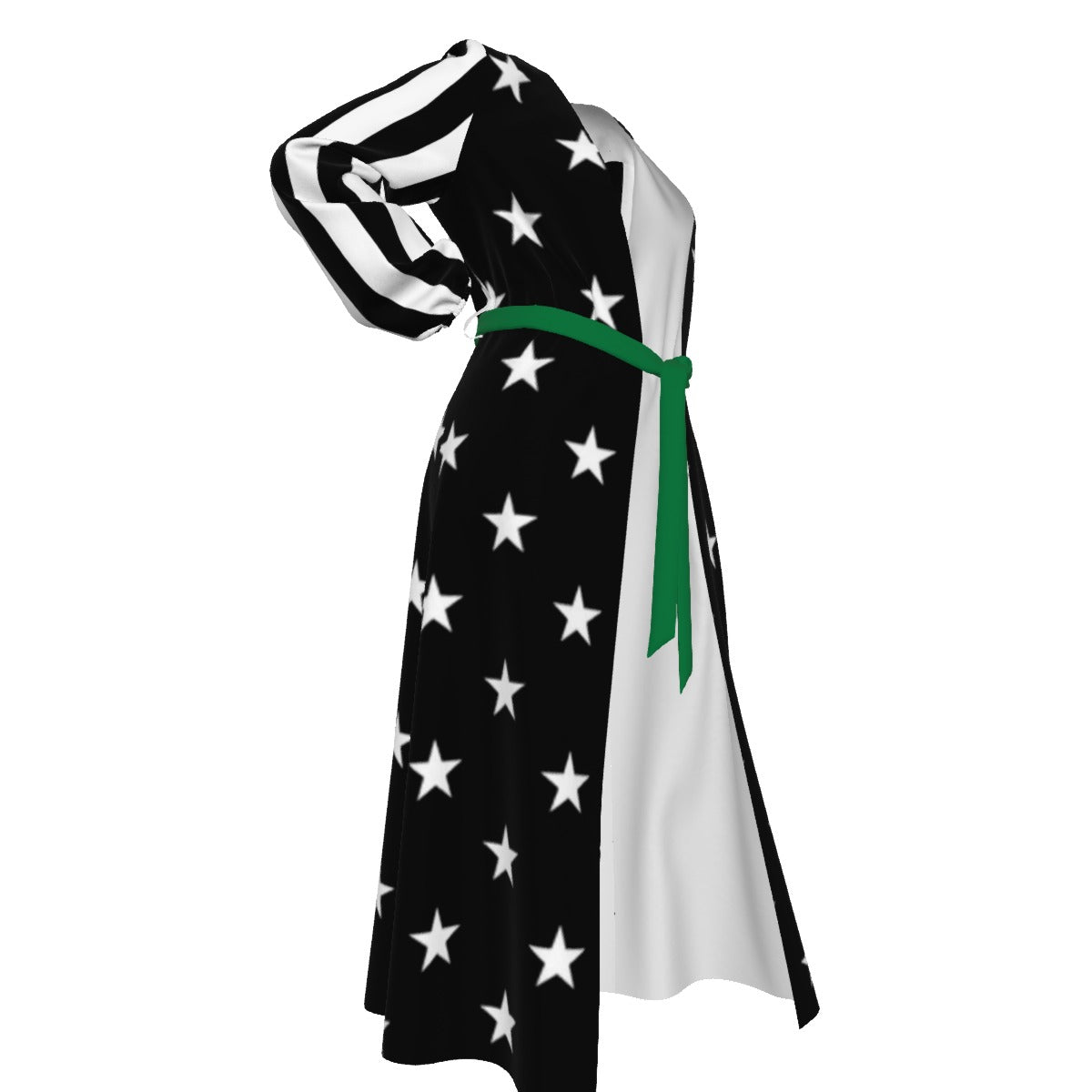 Thin Green Line Flag Inspired Women’s Lace-up Chiffon Robe