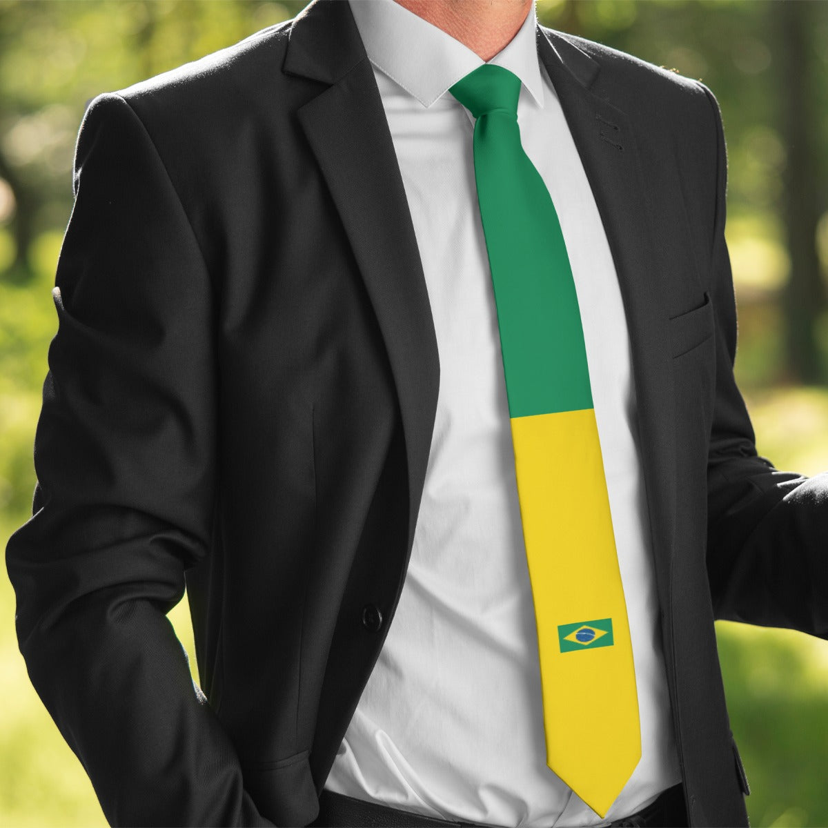 Brazil Flag Inspired Necktie for Charismatic Formal Style