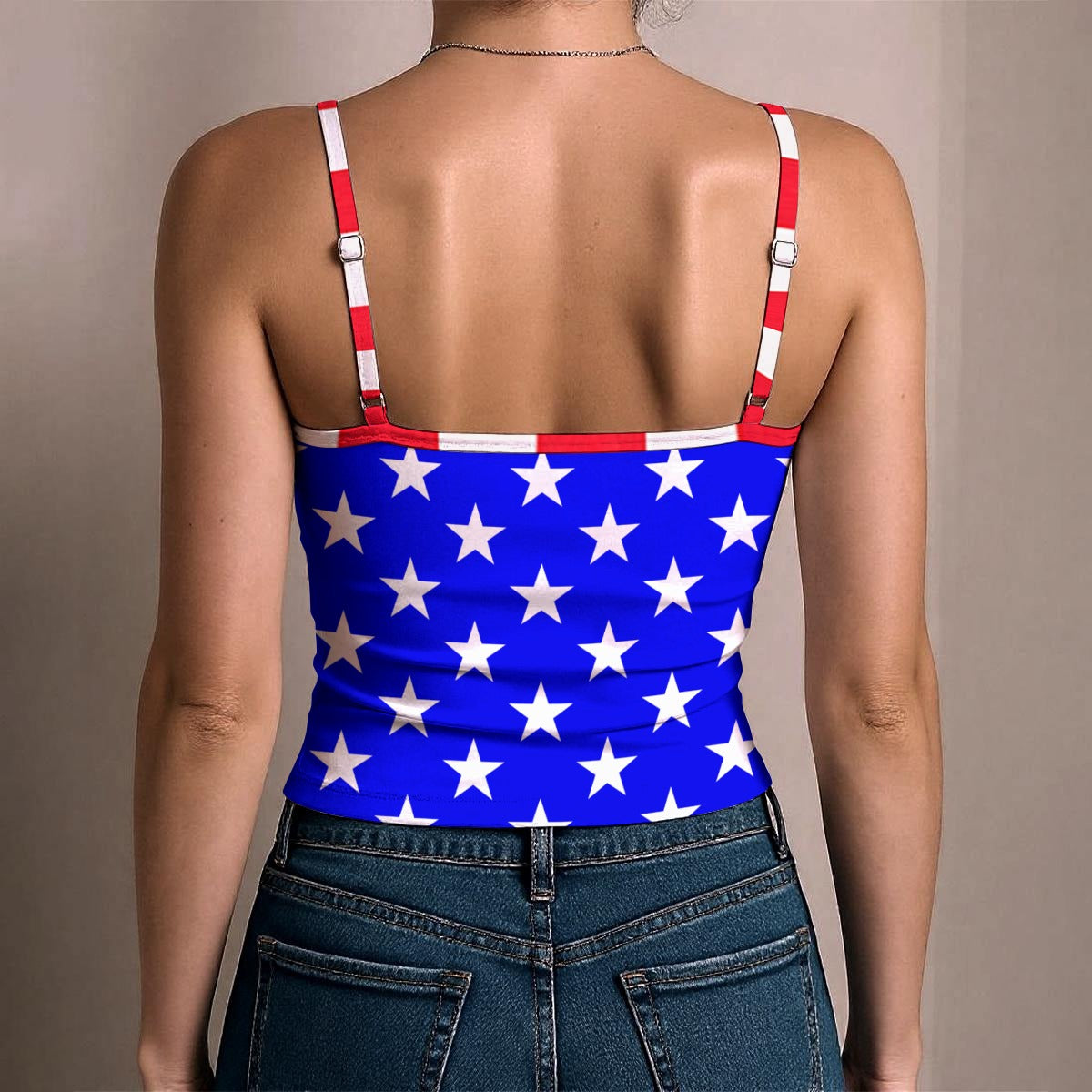 USA/American Flag Inspired Women's Spaghetti Strap Tank Top Style-2