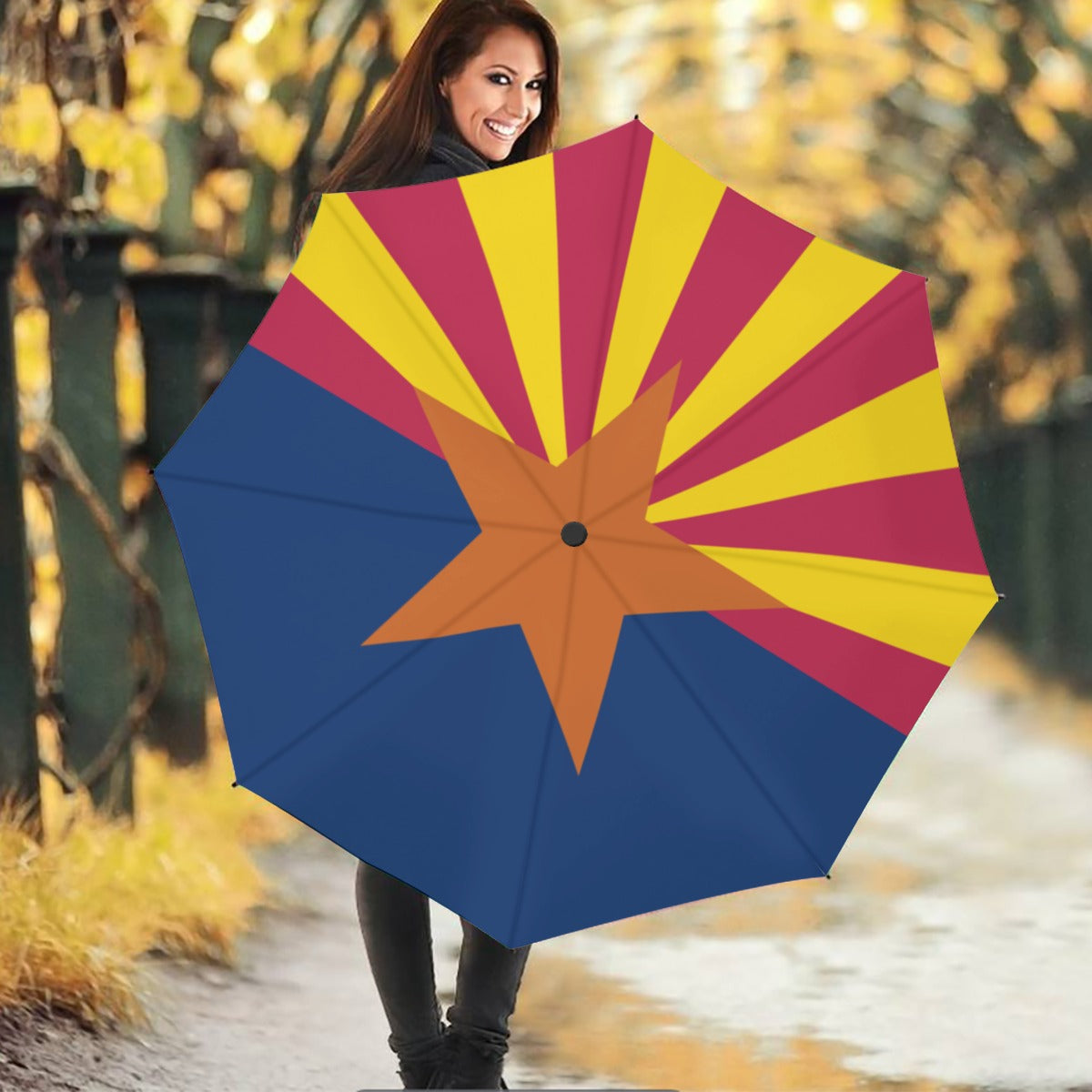 Arizona State Flag Auto Open & Close Travel Umbrella