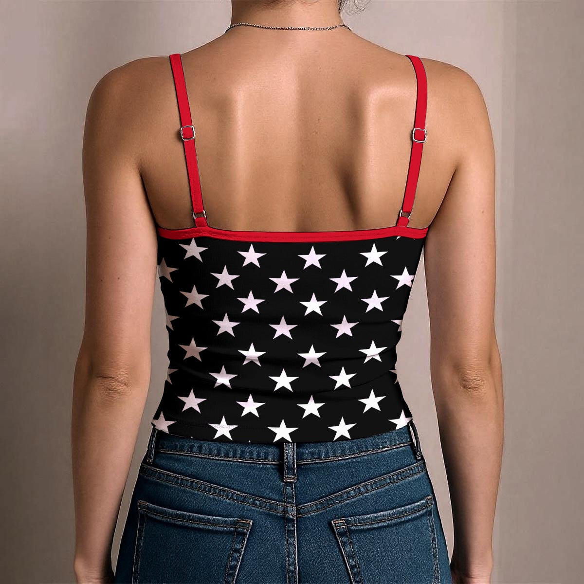 Thin Red Line Flag Inspired Women's Spaghetti Strap Tank Top