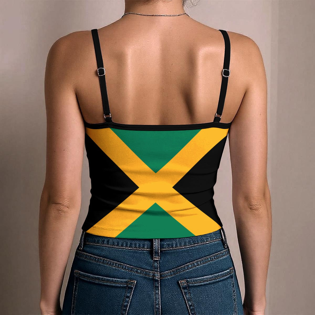 Jamaica Flag Inspired Women's Spaghetti Strap Tank Top