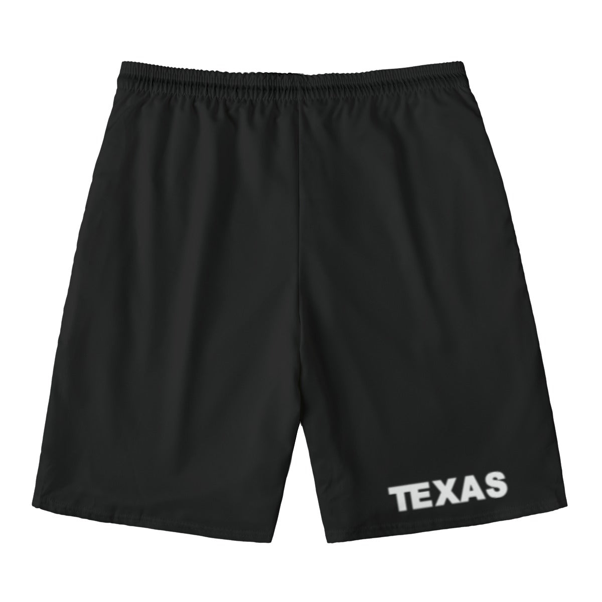 Black shorts with "Texas" text, by Luv My Flag.