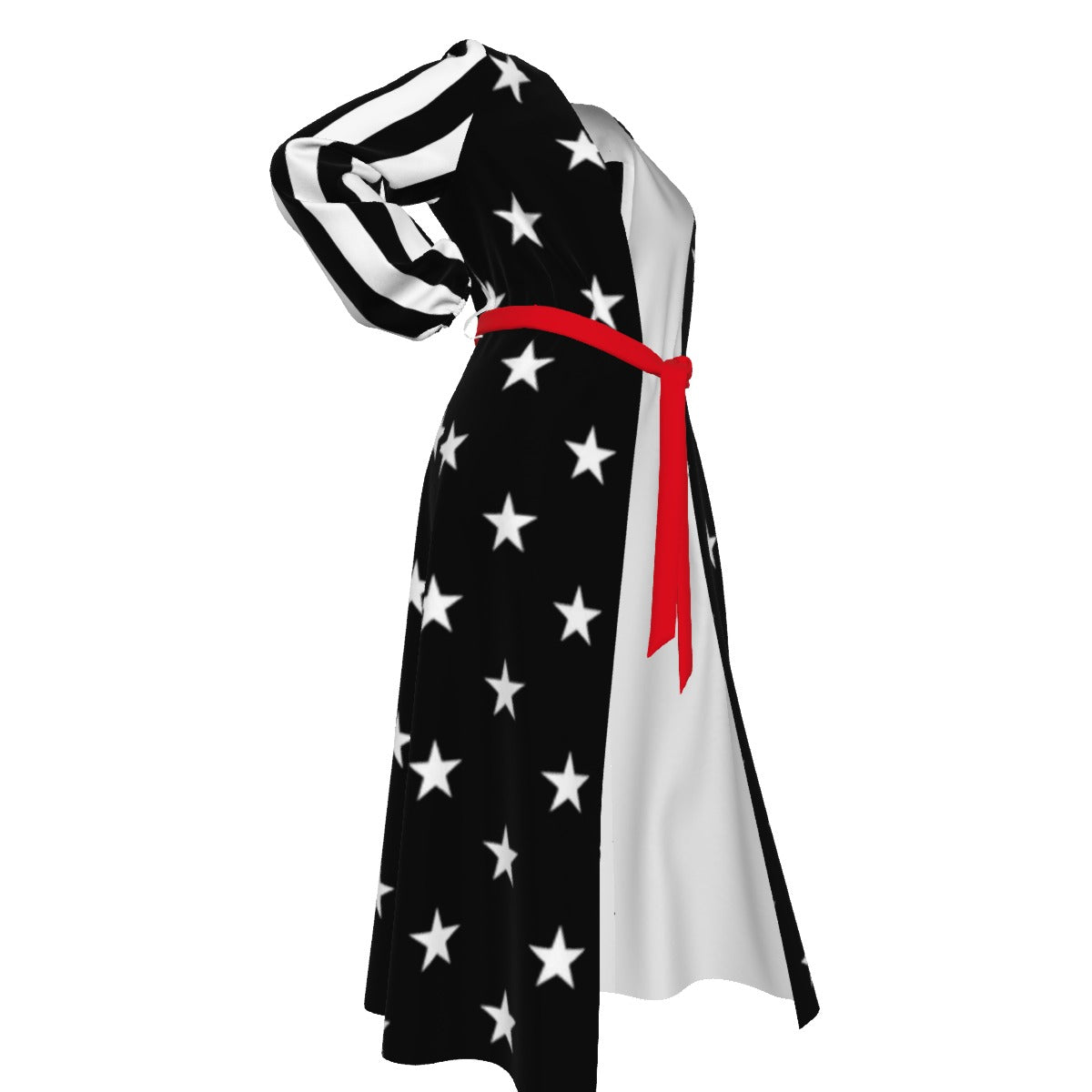 Thin Red Line Flag Inspired Women’s Lace-up Chiffon Robe