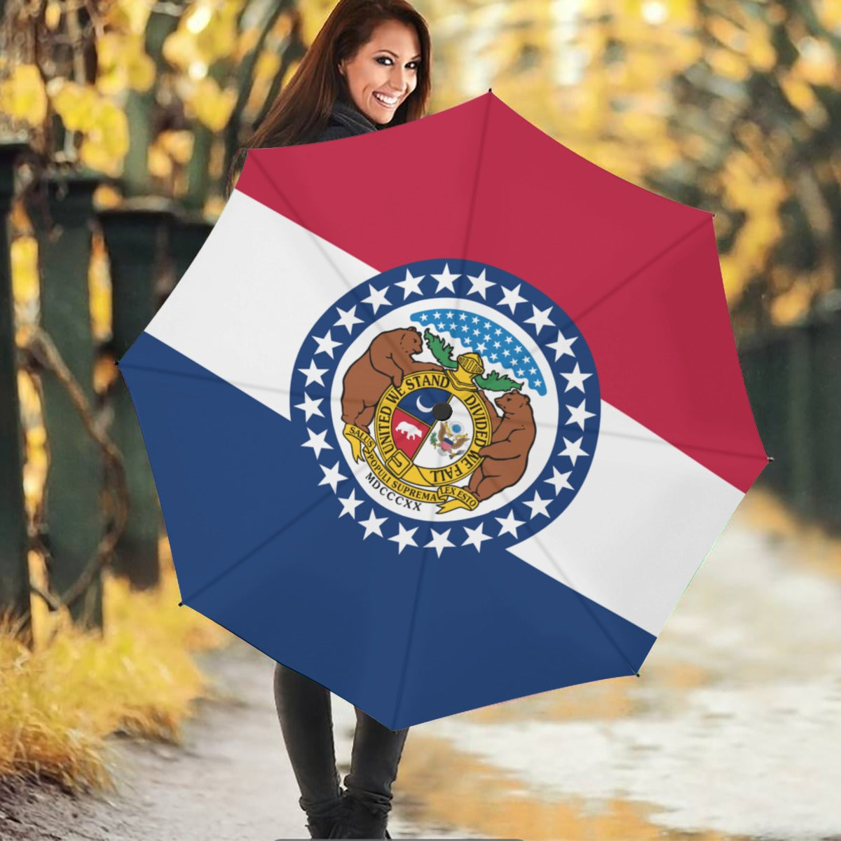 Iowa State Flag Auto Open & Close Travel Umbrella