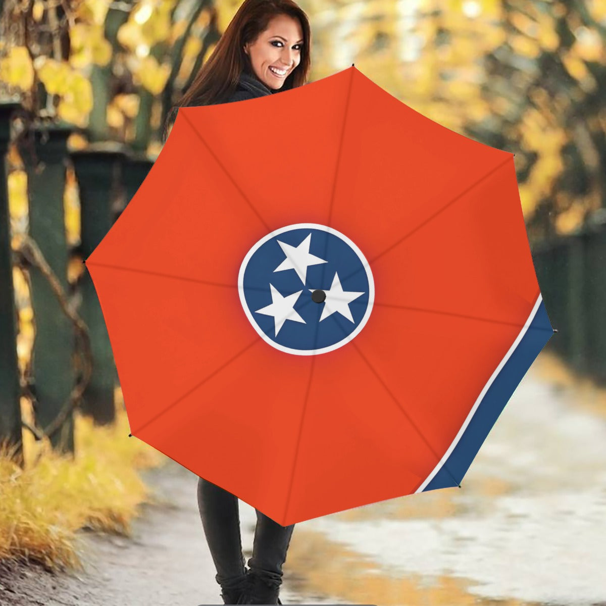 Tennessee State Flag Auto Open & Close Travel Umbrella