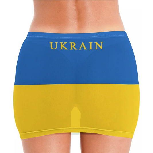 Ukraine Flag Inspired Women’s See Through Sheer Mesh Bodycon Skirt