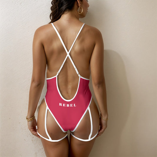 Confederate Battle Flag Inspired Women's Sexy Tie One-Piece Swimsuit