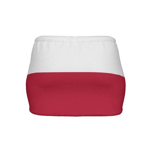 Red and white stripes of the Texas flag on the back side of a mini skirt on a white background