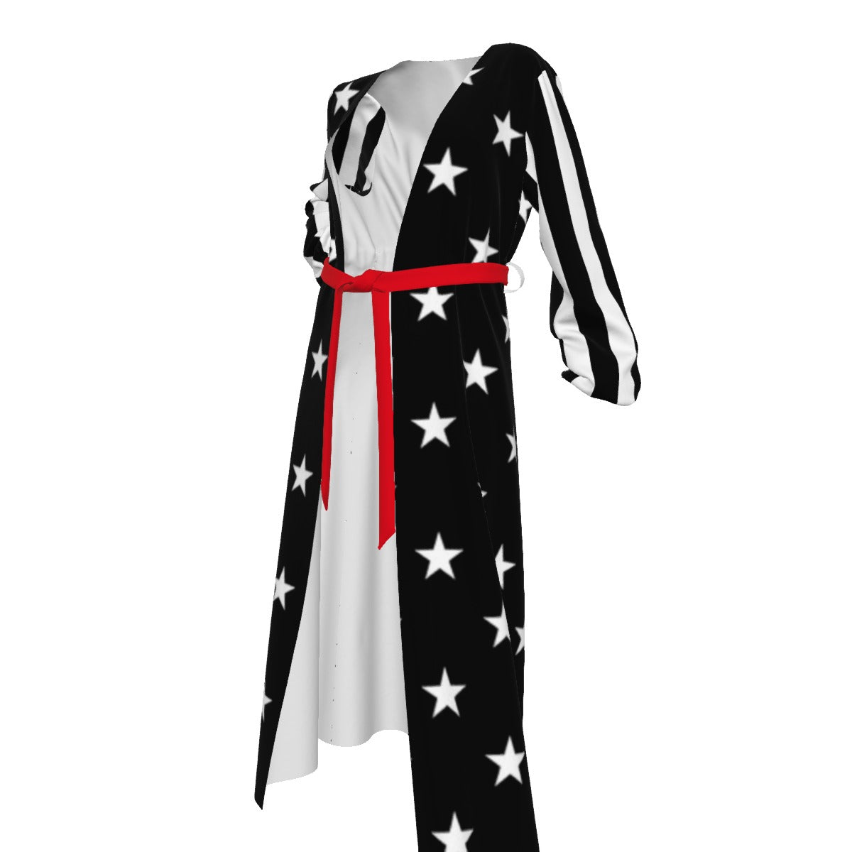 Thin Red Line Flag Inspired Women’s Lace-up Chiffon Robe