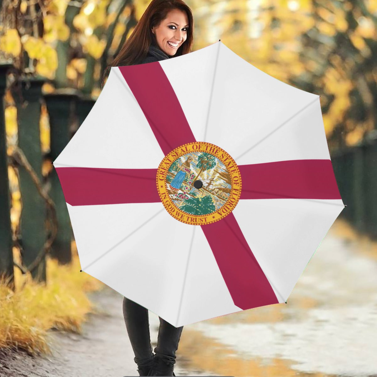 Florida State Flag Auto Open & Close Travel Umbrella