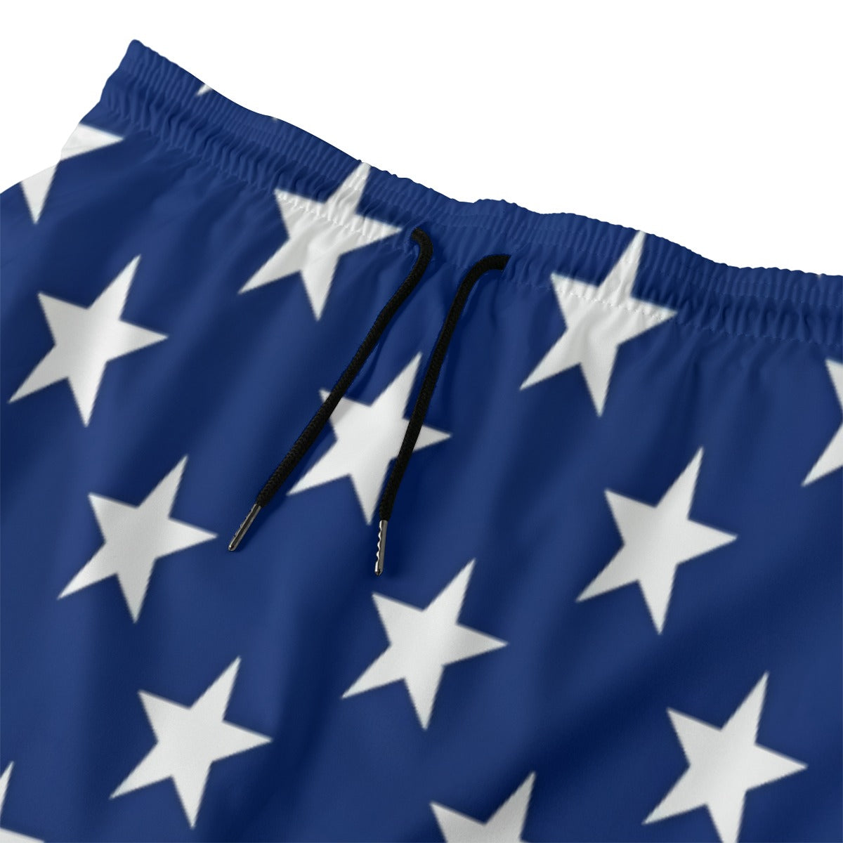 Blue star-patterned shorts with drawstrings by Luv My Flag.