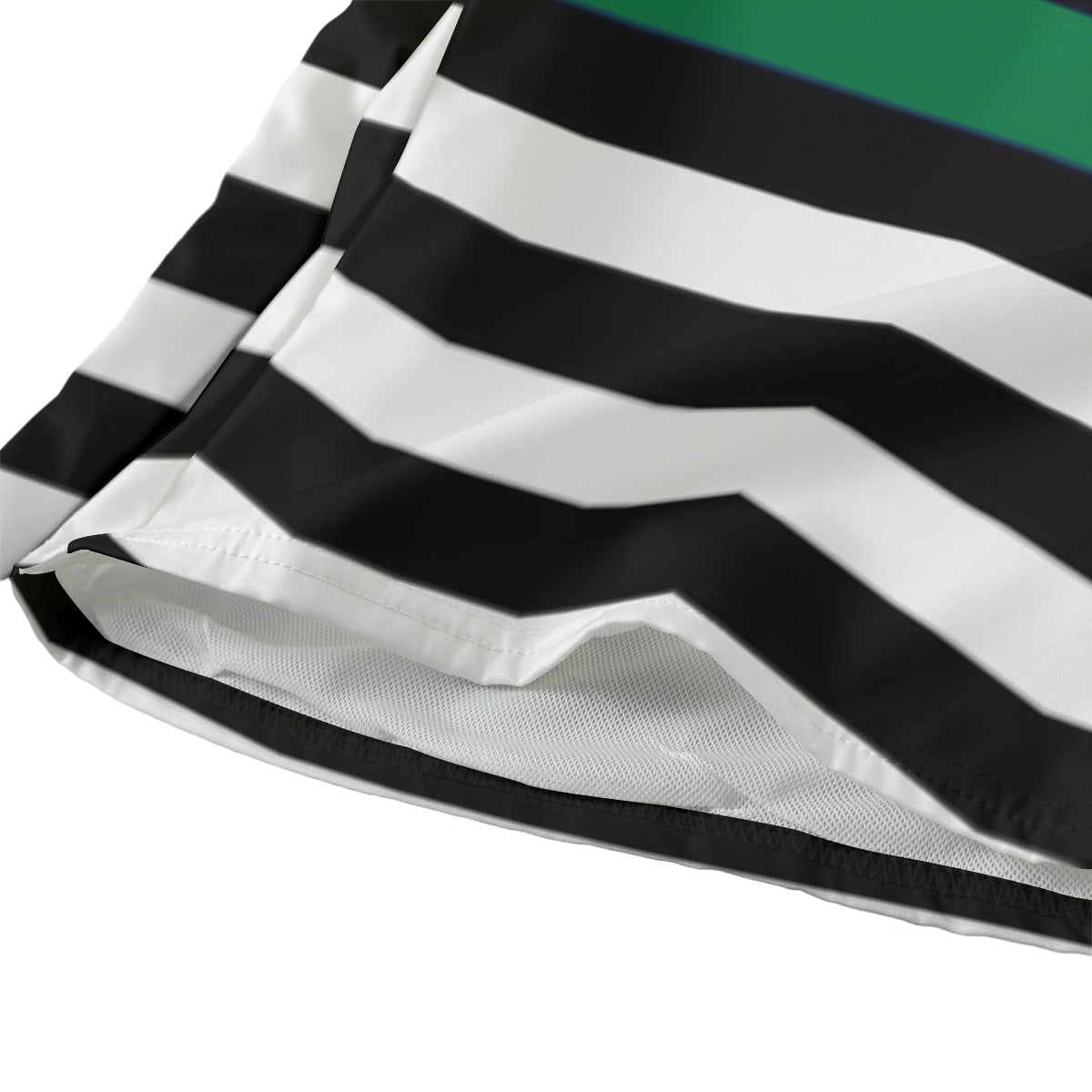 Luv My Flag fabric with bold black-and-white stripes.