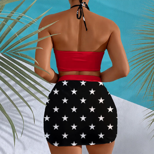 Back view: red top, star skirt. Brand: Luv My Flag.