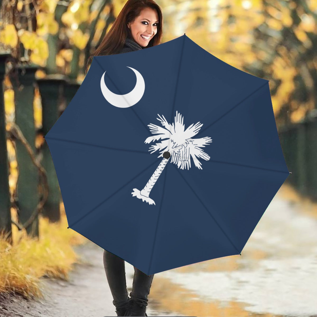 South Carolina State Flag Auto Open & Close Travel Umbrella