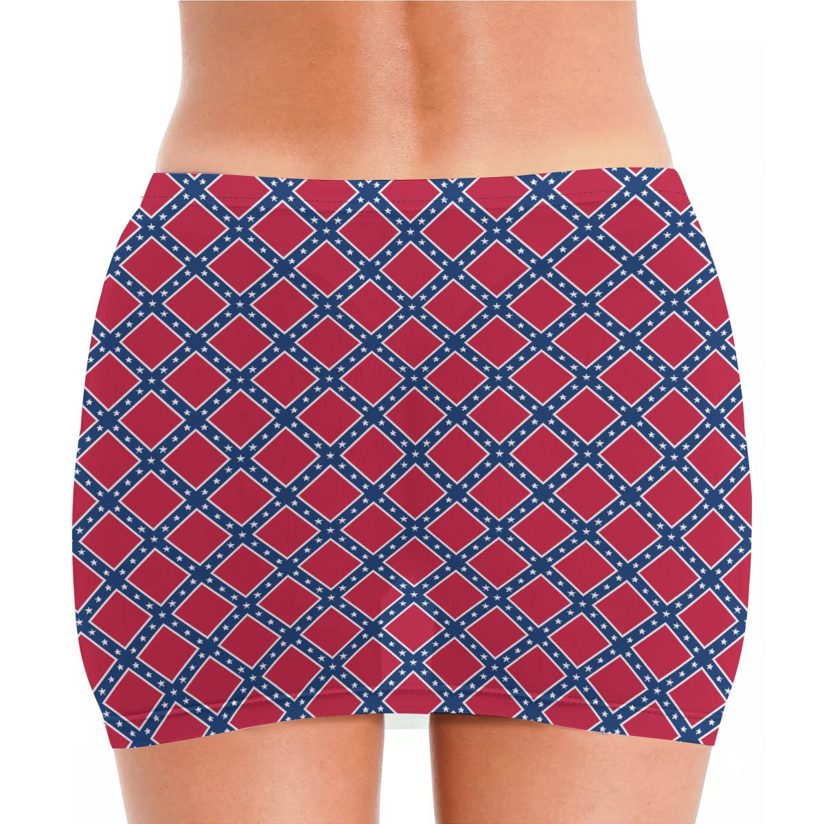 Confederate Battle Flag Inspired Pattern Women’s See Through Sheer Mesh Bodycon Skirt