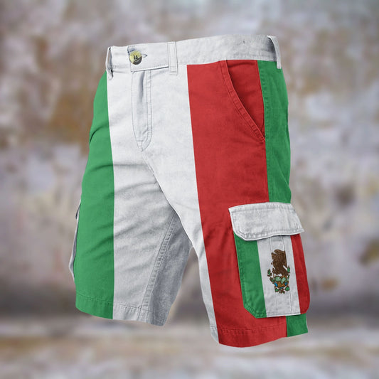 Mexico Flag Inspired Men’s Cargo Shorts (white trim)
