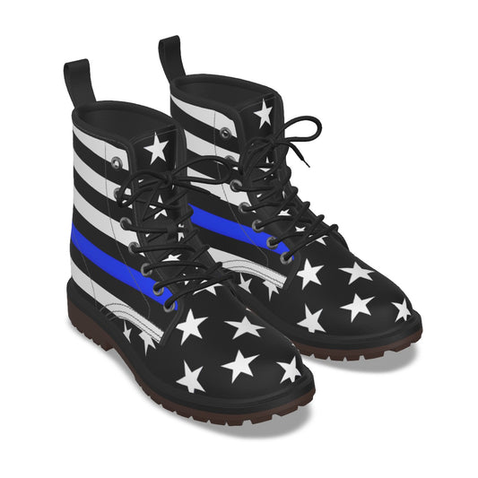 Thin Blue Line Flag Inspired Women's Derby Laced Boots