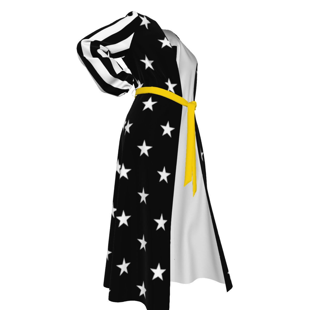 Thin Gold Line Flag Inspired Women’s Lace-up Chiffon Robe